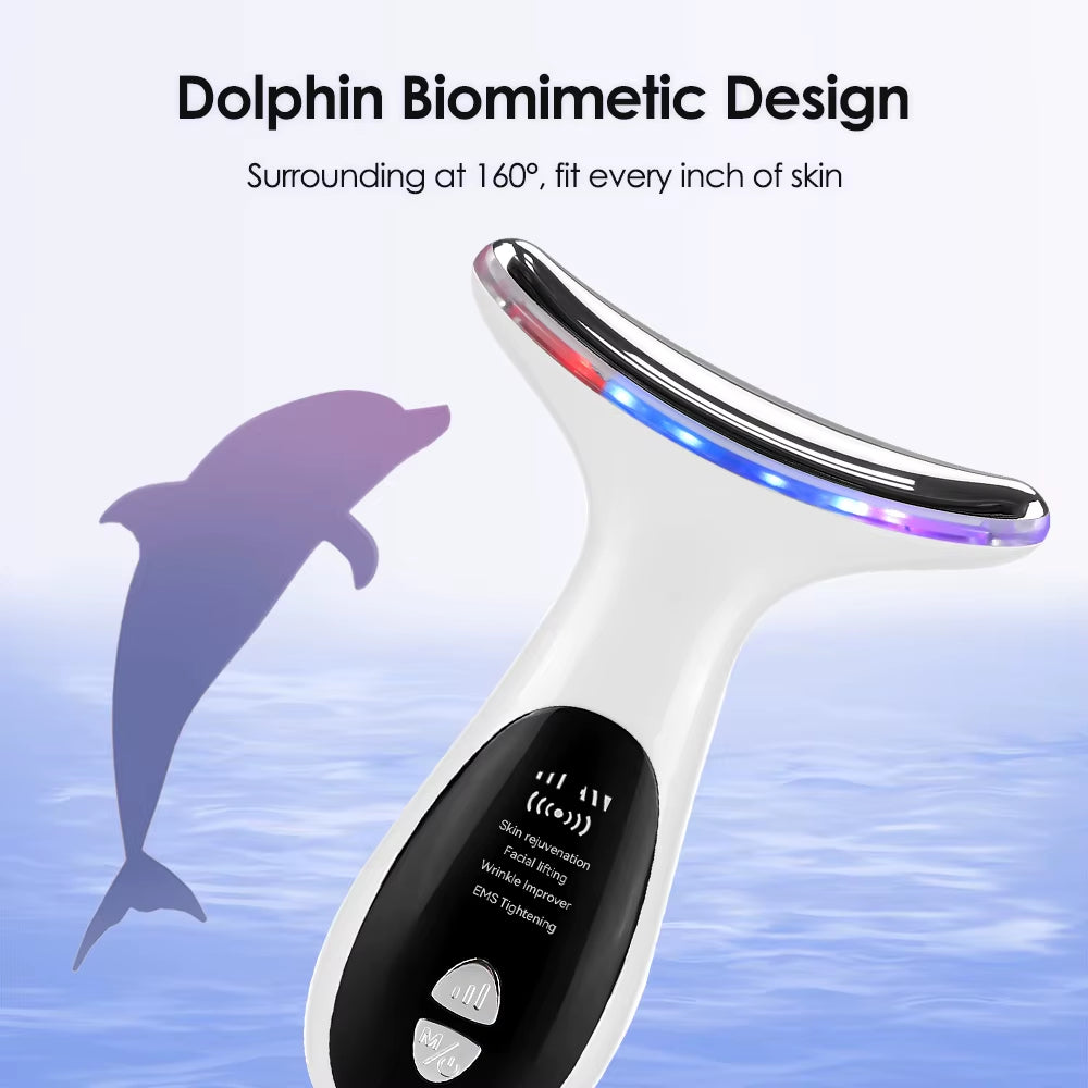 4 Modes Neck Beauty Device EMS Face Lifting Machine Double Chin Remover LED anti Wrinkle Skin Tightening Facial Massager